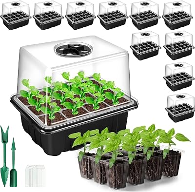 WY8 10 Pack Seed Trays 120 Cells with Dome Base Humidity Adjustable Grow Kit