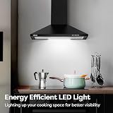 CIARRA 60cm CBCB6201 Kitchen Extractor Hood Black 370m3/h Carbon Filters view 3