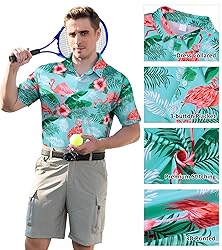 uideazone Funny Polo Shirts for Mens Dry Fit Short
