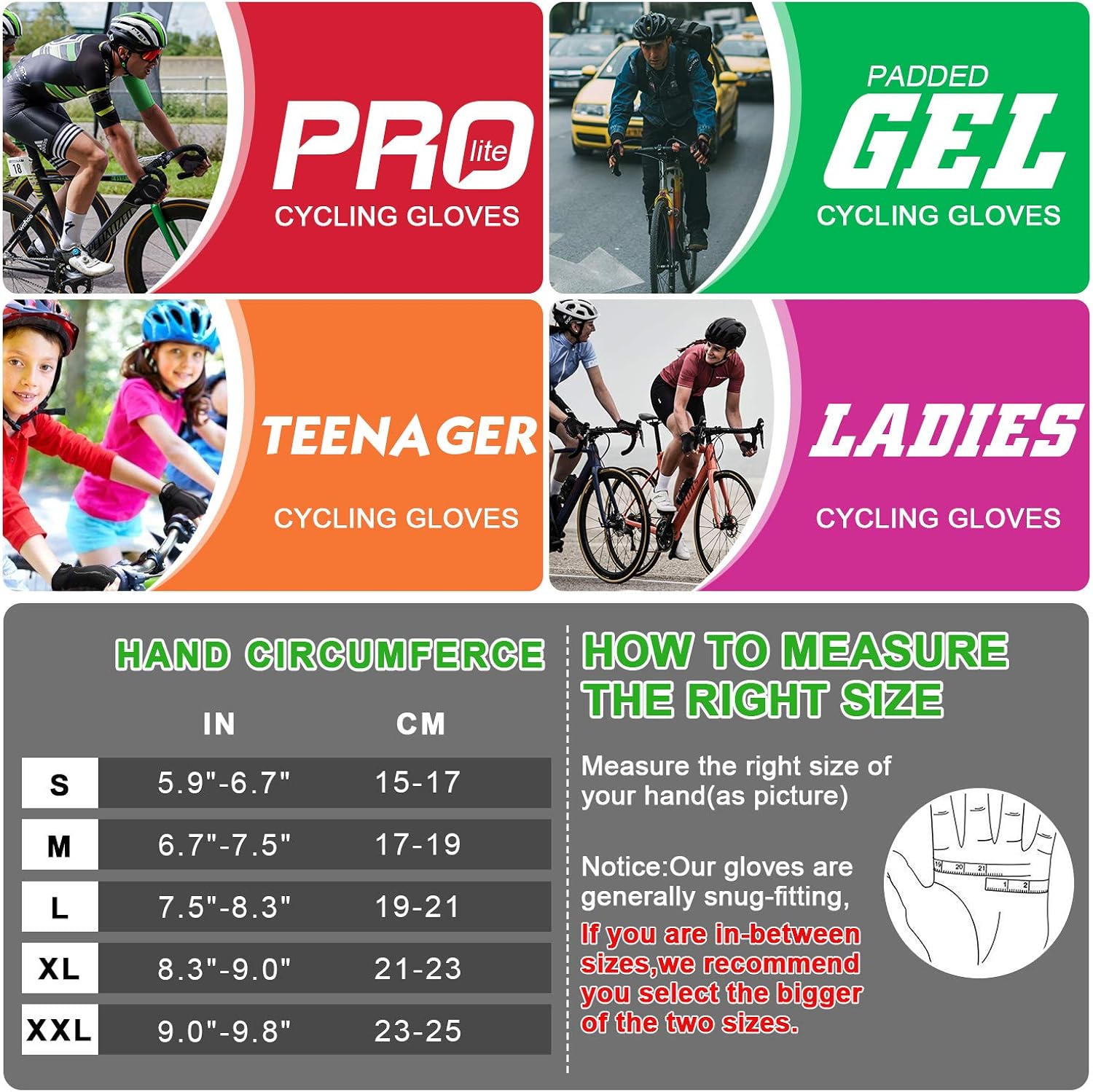 Grebarley Cycling Gloves Bike Gloves Bicycle Gloves Gym Gloves Mountain Road Anti-Slip Shock-Absorbing Gel Pad Light Weight Breathable MTB Biking Gloves for Men Women: Clothing