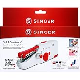 SINGER Stitch Sew Quick&trade; Portable Handheld Cordless Mending Machine | Cordless handheld mending machine for fast repairs on curtains, bedding and clothes; single-thread, includes bobbins/needles