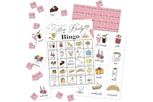 GANIAO Tea Party Bingo Game 24 Players Bingo Cards for Women Men Birthday Tea Parties Favors for Women Friends Family Holiday Parties Activities Supplies Garden Party Decoration Game- JK0105