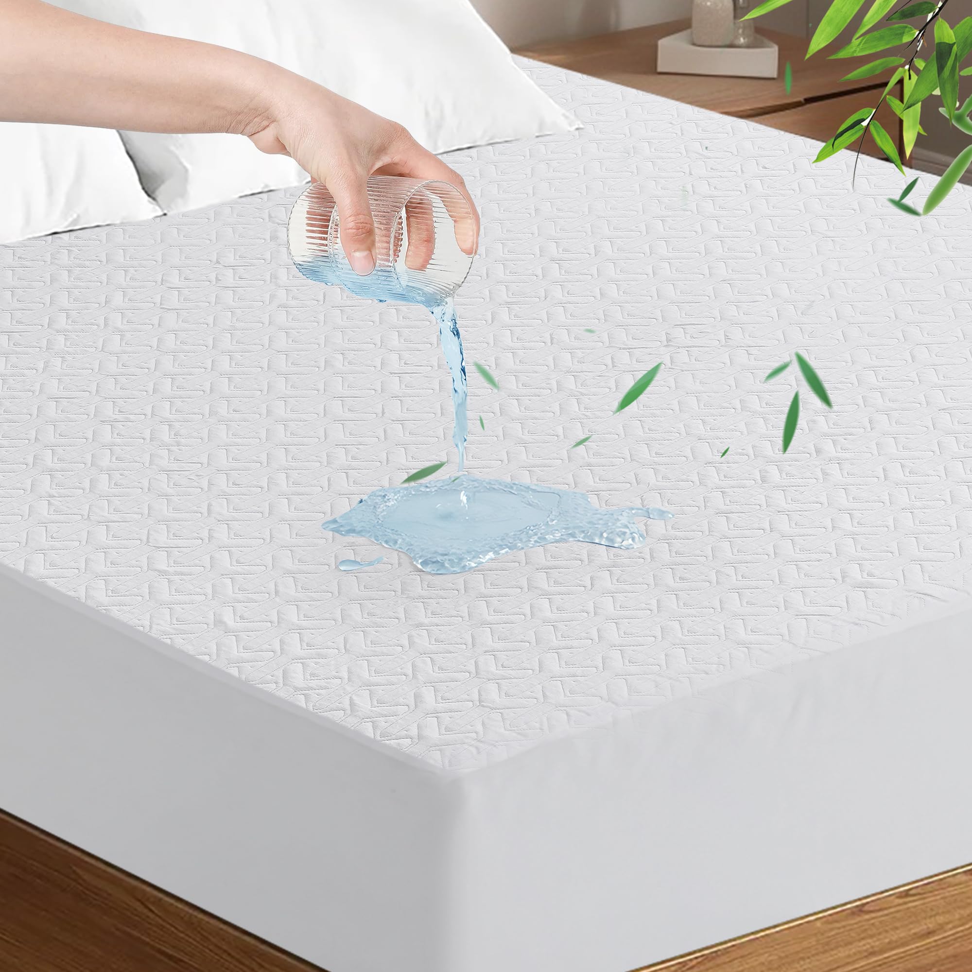 Photo 1 of 2 Pack (Twin XL Size Y+Beehive) 100% Waterproof Twin XL Size Mattress Protector Noiseless College Dorm Room Bed Mattress Cover Extra Long Single Cooling Breathable Soft Washabl