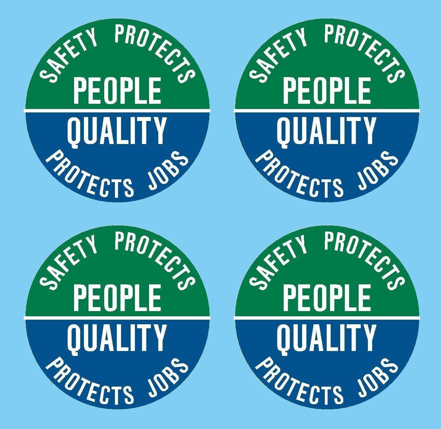 Safety Protects People, Quality Protects Jobs, 2 inch, Circle, I Make Decals, Hard hat, Hardhat, Helmet, Decal, Sticker, Placard