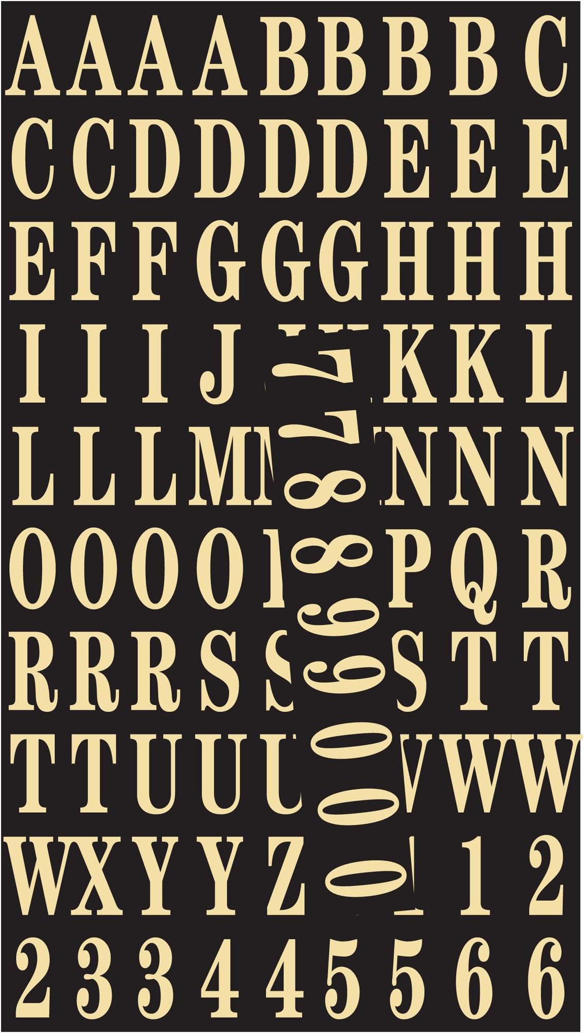 Hy-Ko MM-2 Gold Self-Stick Numbers & Letters Pack, 1"