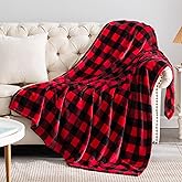 BEDELITE Flannel Blanket for Couch, Red & Black Plaid Fleece Throw Blanket, Soft & Warm Buffalo Plaid Decor Gift Blanket for Women, Men, 50"x60"