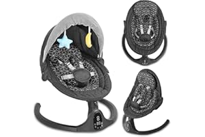 NAPEI Baby Swing for Infants to Toddler,Electric Portable Baby Swing and Bouncer,Bluetooth Infant Swing for Newborn with Remote Control,10 Music,5 Speed,3 Seat Position,Baby Rocker for Baby 0-9 Month
