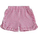 Karuedoo Toddler Baby Girl Shorts Casual Summer Gingham Plaid/Seersucker Elastic Waist Ruffle Hem Shorts Bottoms
