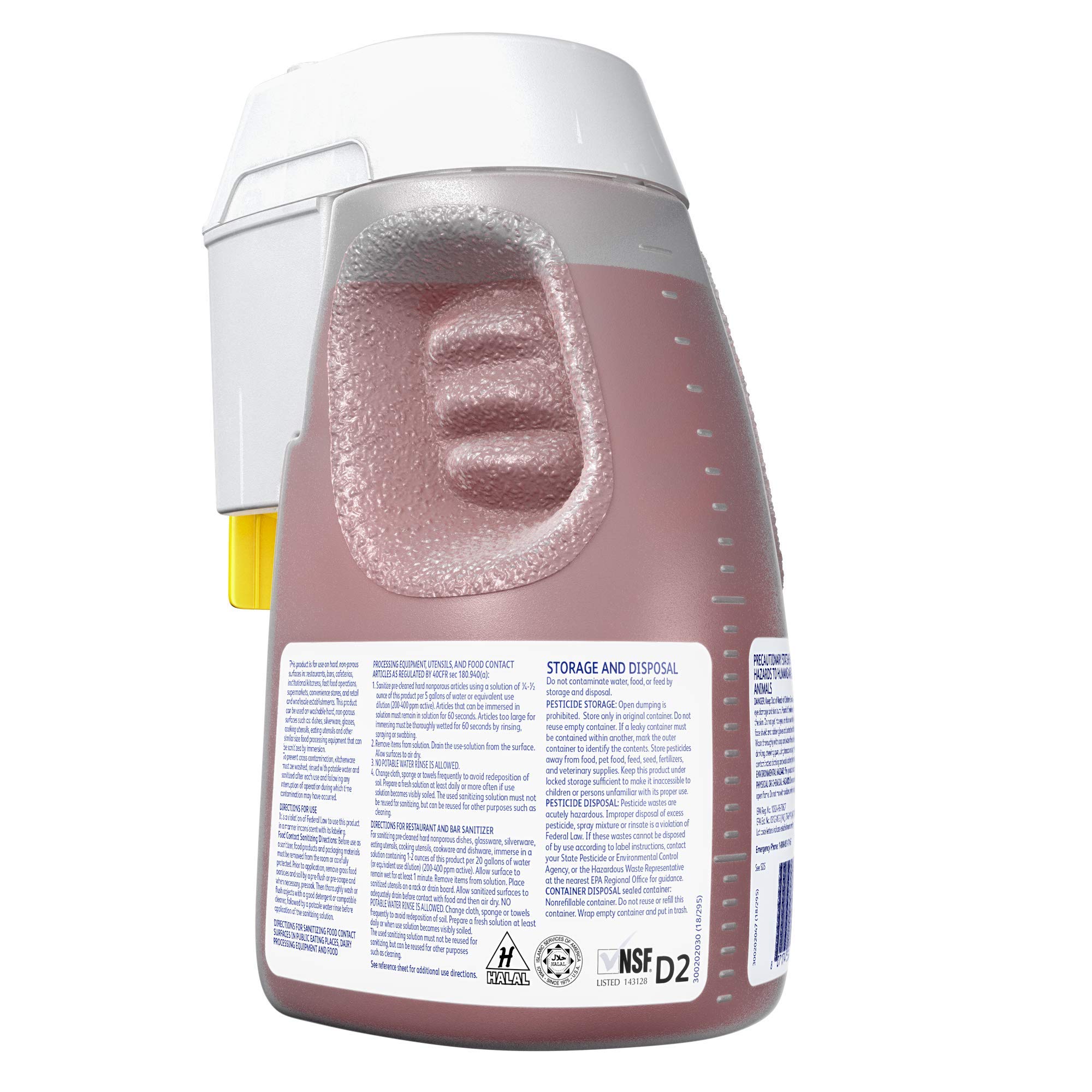 Diversey 101105267 Final Step Sanitizer, No Rinse Food Contact Sanitizer for Dishes, Utensils & Equipment, Unscented, Concentrate Optifill, 2.5-Liters