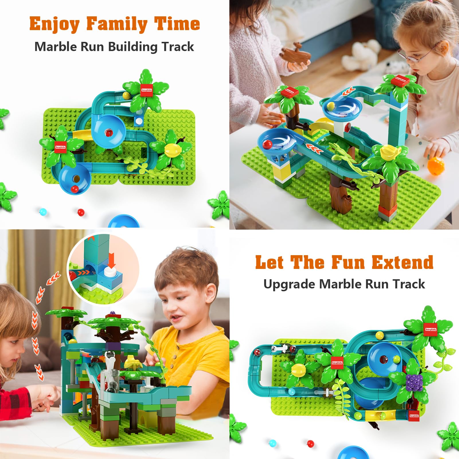 Exclusive Dinosaur Marble Run Building Blocks with Trigger Gravity Hammer Track Race, Compatible Building Brick Maze Game, STEM Educational Learning Toy Super Gift for Boys Girls Ages 4-8 (Marble Run)