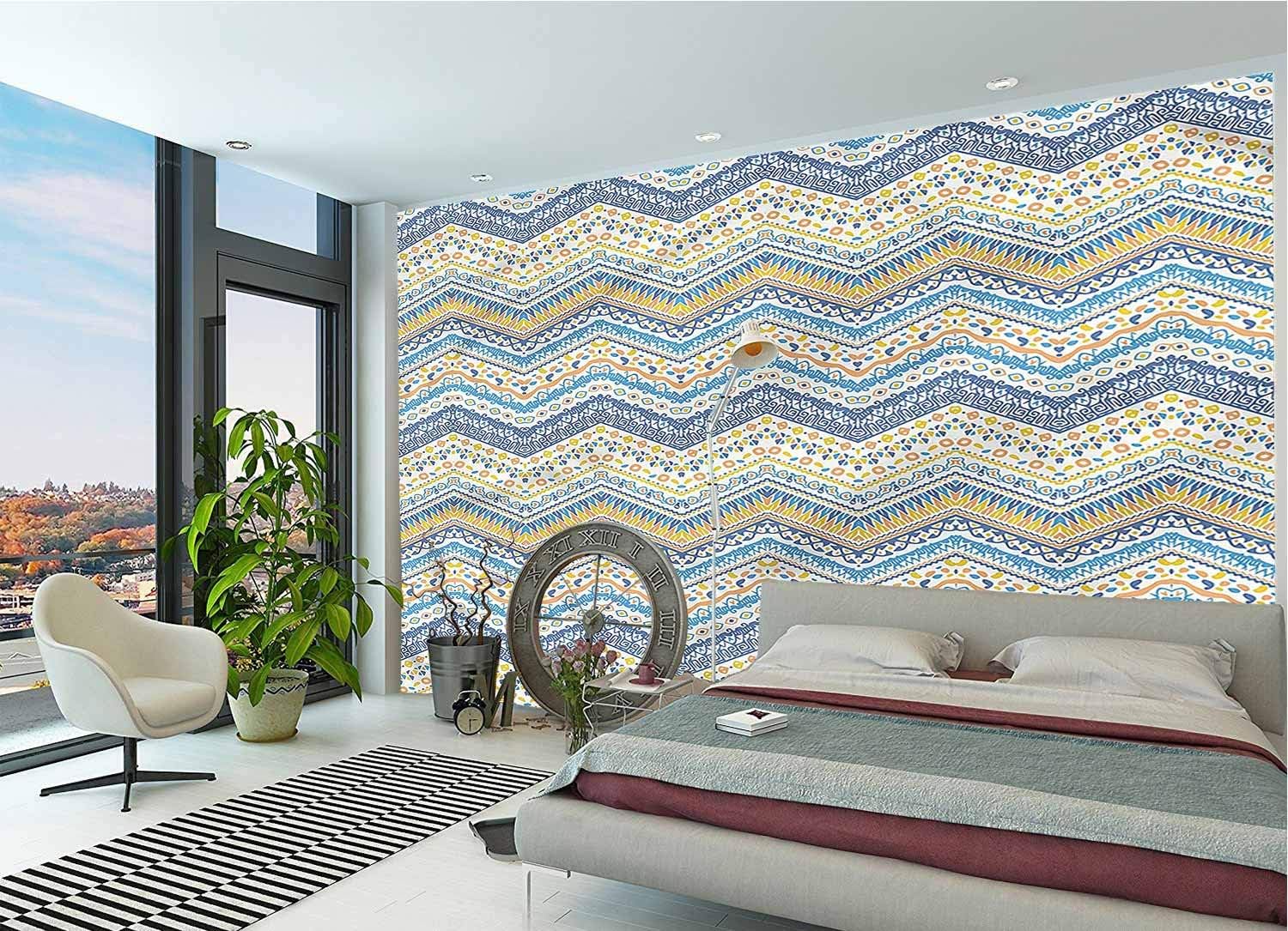 LCGGDB Chevron Wall Stickers Murals,Hand Drawn Pastel Color Paperhanging Wallpaper for Office Livingroom Girls Bedroom Family Wall Decals-118x83 Inch