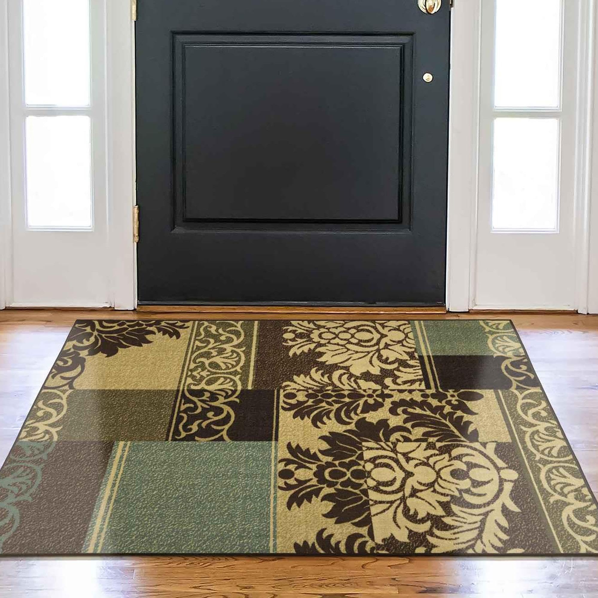 Ottomanson Ottohome Collection Contemporary Damask Design Rubberback Area Rug , 100 cm x 150 cm, Brown