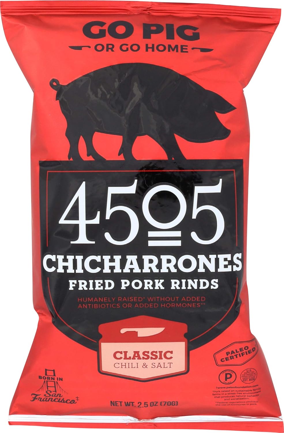 4505 Meats, Chicharrones, Fried Pork Rinds, Classic Chili, 2.5 Ounce