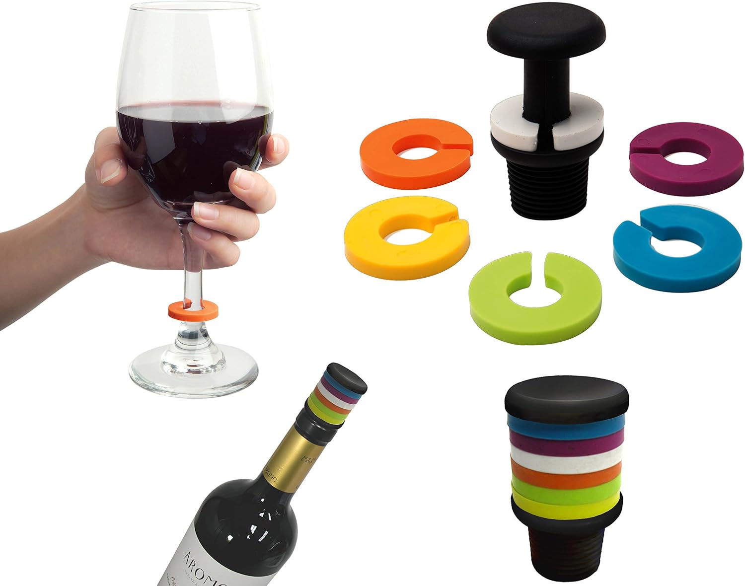 Cuisinox Drink Marker and Stopper Set Wine Glass Tags