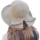 Wide Brim Straw Hat for Women in 6 Colors, Crochet Raffia Floppy Sun Hats with Bow – Summer Beach Garden Accessories, Women’s Foldable Packable Travel Big Cowboy Bucket Fedora, Outdoor Fisherman Caps