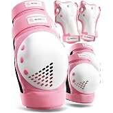 SKATEWIZ Skateboard Pads Protective Gear Set for Kids and Adults - Smash - Roller Skate Pads [6pc] with Wrist Guards - Skating Protective Gear - Roller Derby