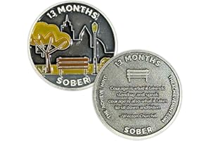 The Achieve Mint 13 Months Sober Token | Thirteen Months Sober Chip | Non-AA Gift, Non-Religious Medallions for Men and Women Celebrating Sobriety