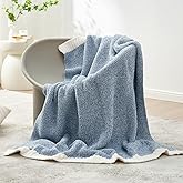 Snuggle Sac Blue Throw Blankets for Couch, Reversible Super Soft Warm Blankets Cozy Knit Blanket Fuzzy Plush Throws for Sofa, Bed, Gift, Heather Blue, 50 x 60 inches