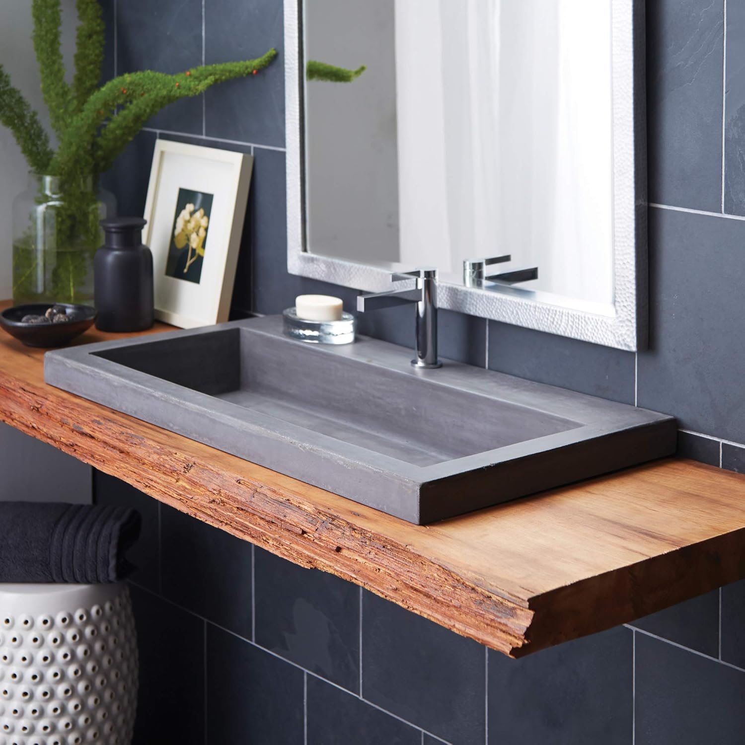 Buy Native Trails Nsl3619 S Native Stone Trough Bathroom Sink 36 X 19 Slate Single Faucet Hole Online At Low Prices In India Amazon In