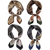 Uausyaly 4PCS Neck Scarf Bandanas for Men and Women, Silk Feeling Head Scarfs, Fashion Neckerchief Square Purse Scarf