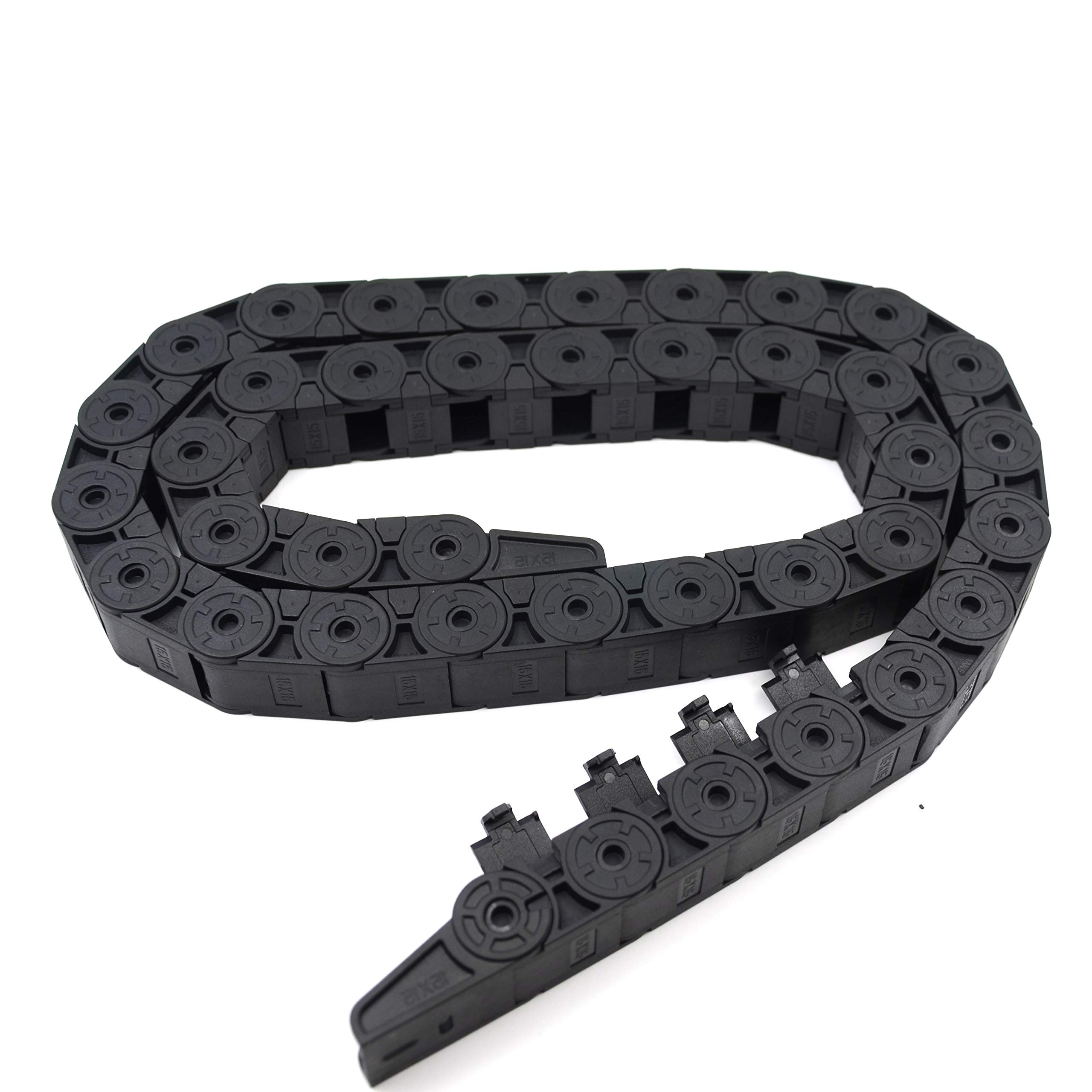 Befenybay R28 Internal Size 15X15mm 1Meter Length Black Plastic Flexible Drag Chain Cable Wire Carrier Nested Semi Enclosed Type for 3D Printer and CNC Machines (15mmX15mm-Inside Open) — image 1