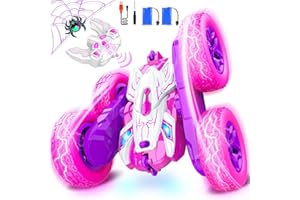 Webspidee Remote Control Car Gifts for Kids RC Cars Toys for 3 4 5 6 7 8 9 10 11 12 Year Old Girls Rechargeable Indoor Outdoor Toy 360° Rotating Stunt Car Easter Birthday Gifts for Kid Age 8-12
