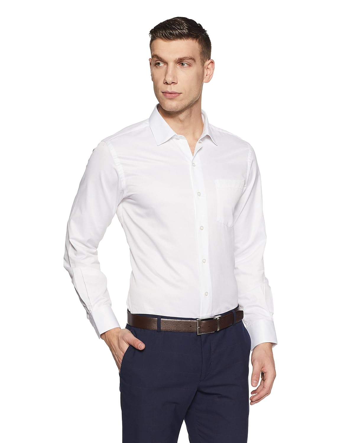 john players men's striped slim fit cotton formal shirt