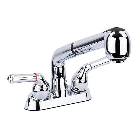 Ldr Industries Universal Laundry Tub Faucet By Maya Pull Out Spray Spout Non Metallic Abs Plastic Chrome Finish