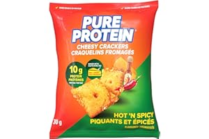 Pure Protein Cheesy Crackers, Hot and Spicy, High Protein Snack, 10G Protein, Pack of 8