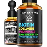 Liquid Biotin for Hair Growth Women & Men 10000mcg | Biotin and Collagen Supplements with Saw Palmetto & Hyaluronic Acid | Biotin Drops for Hair Growth with Vitamin D3 for Hair Skin and Nails