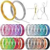Ferraycle 25 Rolls Wires Colored Aluminum Crafts, 20 Gauge 0.8 mm Metal Artistic Floral Beading Wire for Jewelry DIY Craft Wreath Making(24 Colors,410 Feet)