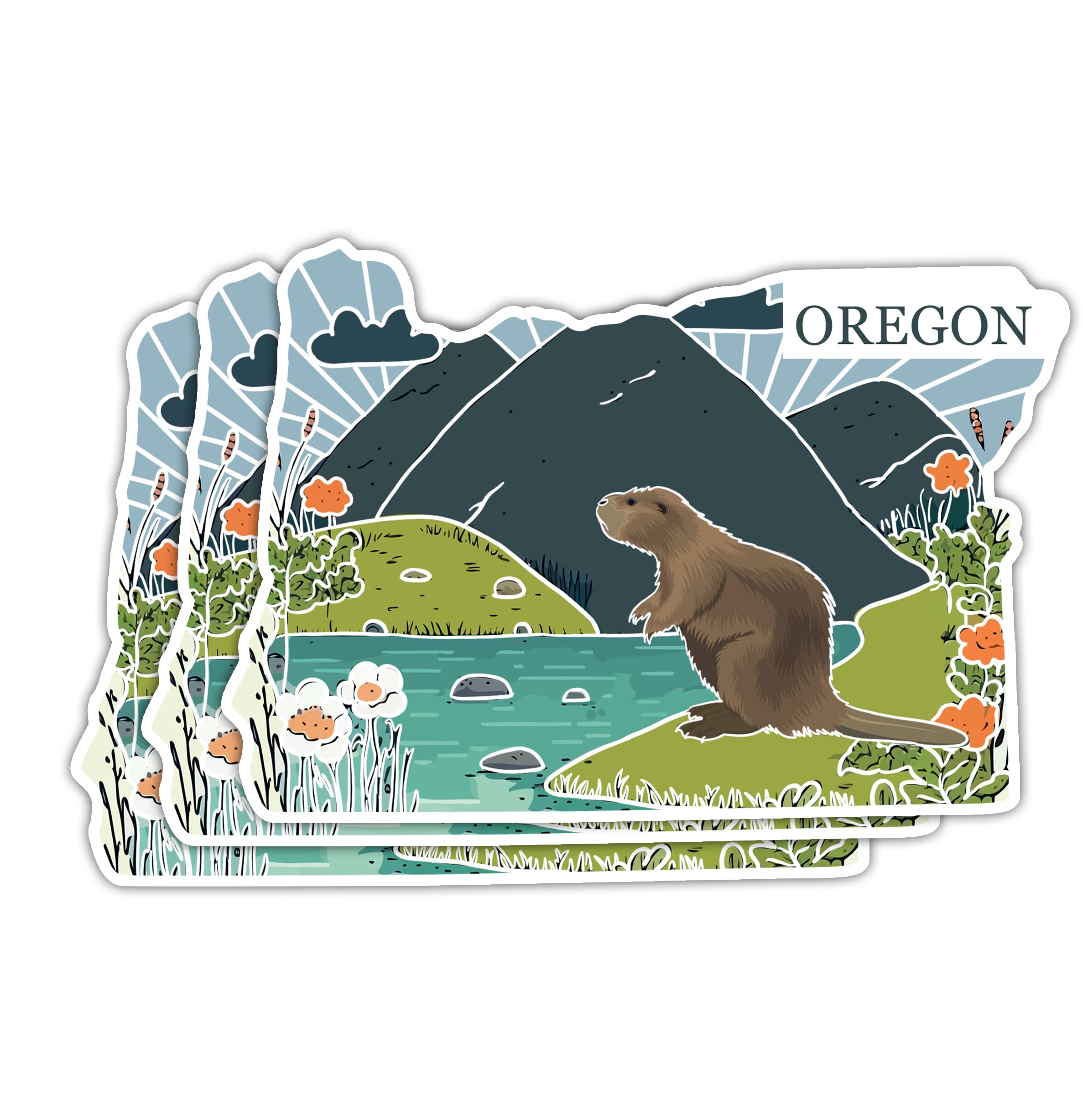 Photo 1 of (3PCS) Oregon State Retro Sticker, US States Stickers, US Map for Travel, Travel Stickers, Oregon Travel Stickers, Map of The United States, USA Map, Luggage Stickers for Suitcases