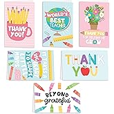 Hadley Designs 24 Teacher Thank You Cards With Envelopes - 4x6 Teacher Appreciation Cards Bulk, Cute Thank You Notes From Students, Assorted End of School Year Card for Teachers Gifts, Designed in USA