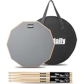 Drum Practice Pad for drumming drum pad and sticks 12 In,Sided With 2 Pairs/4 Maple 5A Drum Sticks & Storage Bag(Gray)