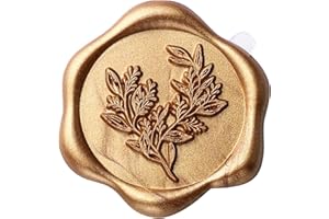 Yoption Eucalyptus Wax Seal Stickers, 50 Pack Antique Gold Self Adhesive Envelope Seal Stickers for Wedding Party Birthday Christmas