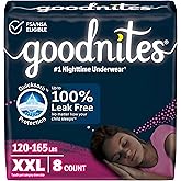 Goodnites Girls' Nighttime Underwear, Size XXL (120-165 lbs), 8 Ct, Packaging May Vary