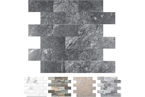 REOVATILE 20-Pack Peel and Stick Tile Backsplash for Kitchen 12"X12" Thicker Wood Panel Stick on Backsplash for Bathroom Tile, Stair Decals, Laundry Table, Bedroom in Dark Rock