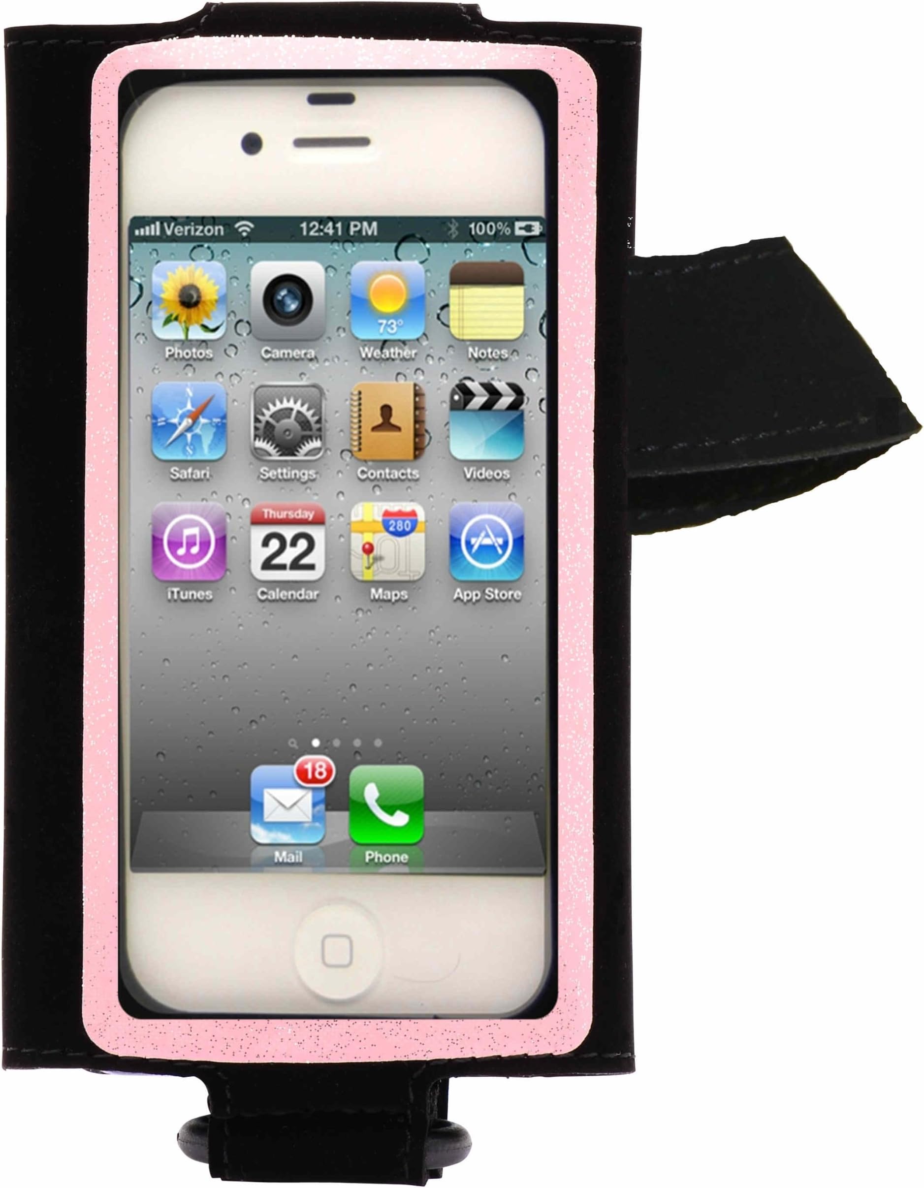HB Tune Hand/arm Band for iPhone and iPod Touch (Right (Intended for Left Handed Users) with Black Background and Pink Stripe)