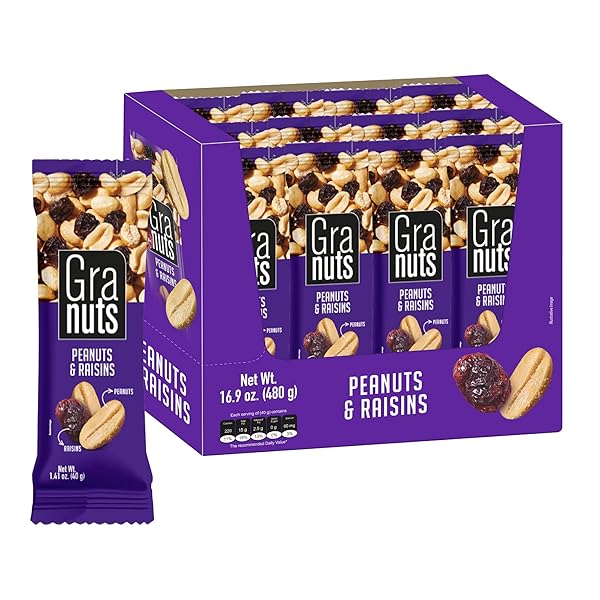 GRANUTS PEANUTS AND RAISINS, CLASSIC SNACK MIX, 1.41...