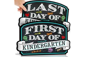 Bigtime Signs First Day of School & Last Day of School Double Sided Photo Picture Prop Rigid PVC Sign | 10 inches x 15.5 inches | Preschool | Kindergarten | 1st Grade Plaque (First/Last Kindergarten)