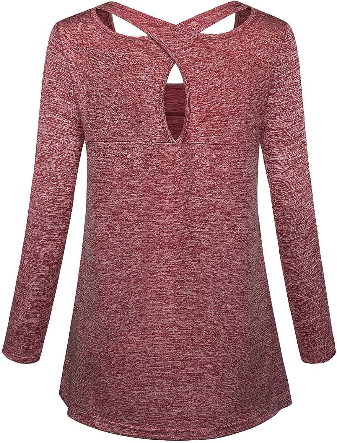 Cucuchy Womens Yoga Tops Casual Flowy Long Sleeve Criss Cross Back Workout Shirts: Clothing