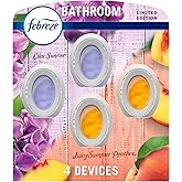 Febreze Bathroom Air Freshener, Odor-Fighting, Plug In Alternative, Air Fresheners for Small Spaces in Home, Bathroom, Kitchen, &amp; Closet, Lilac &amp; Peach Scents, 4ct (2 of Each Scent)
