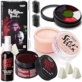 Spooktacular Creations Halloween Makeup Kit Face Painting Set,6 Colors Bruise Makeup Palette,Scar Wax with Spatula Tool,Fake Blood Gel,Blood Spray,Stipple Sponges,SFX Costume Cosplay Party for Adult