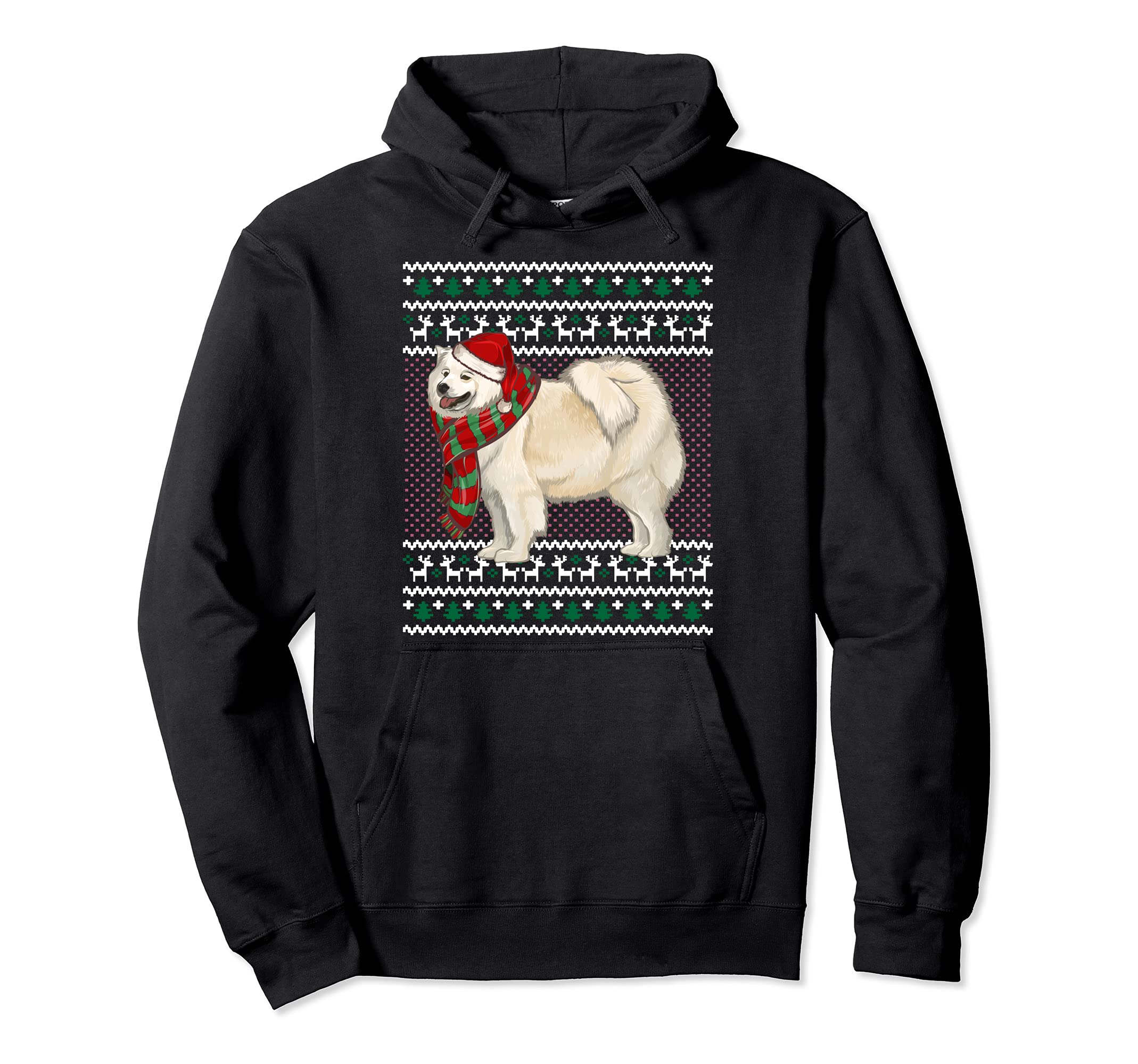 Xmas Samoyed Dog Santa Hat Ugly Christmas Pullover Hoodie
