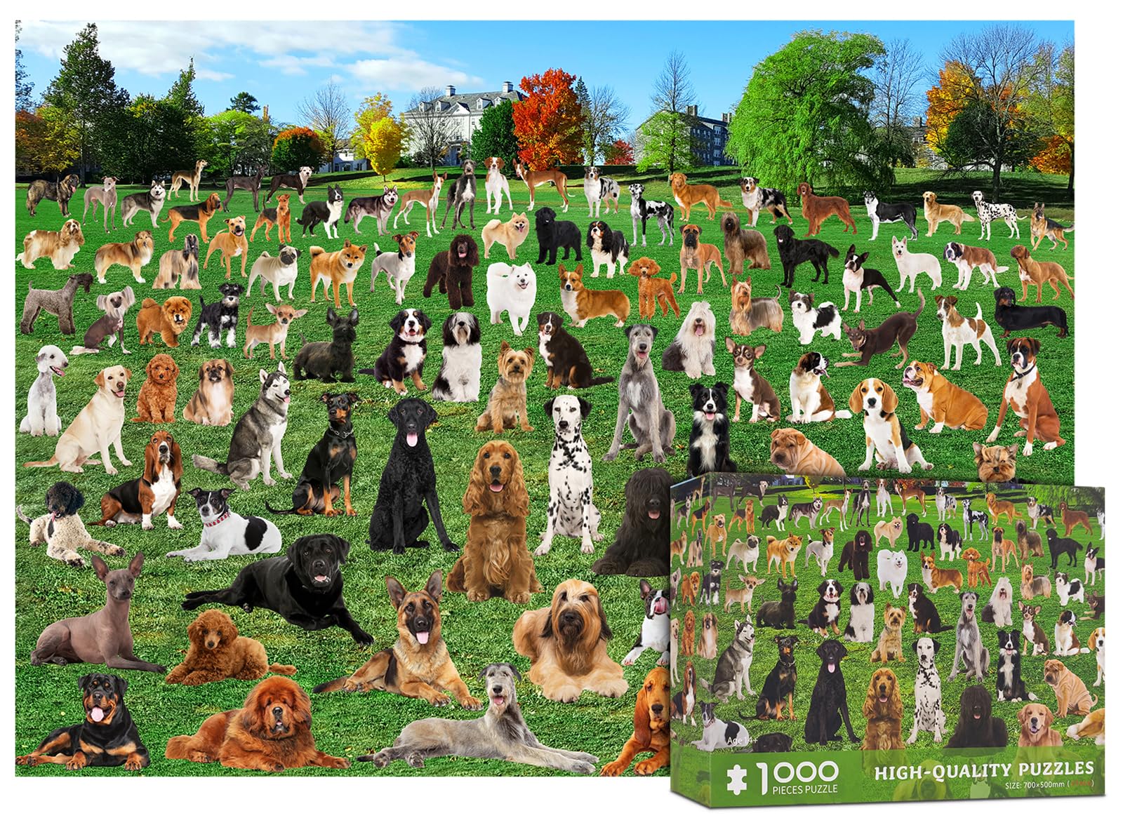1000 piece jigsaw puzzles for adults-101 Lawn Puppies Puzzles For Adults 1000 Pieces Dogs Park Jigsaw Puzzles 1000 Pieces For Adults 101 Puppy Group Photo Puzzle 1000 Pieces, 1000 Piece Puzzle Dog — image 1