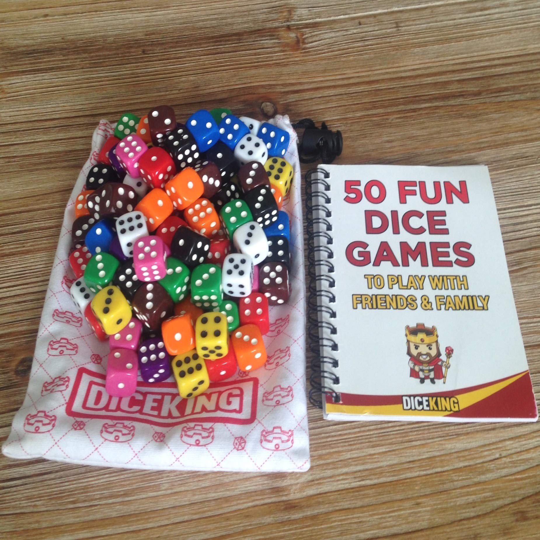 Dice Gaming Set 100 Six Sided Dice 10 Colors with Storage Bag 50 Dice