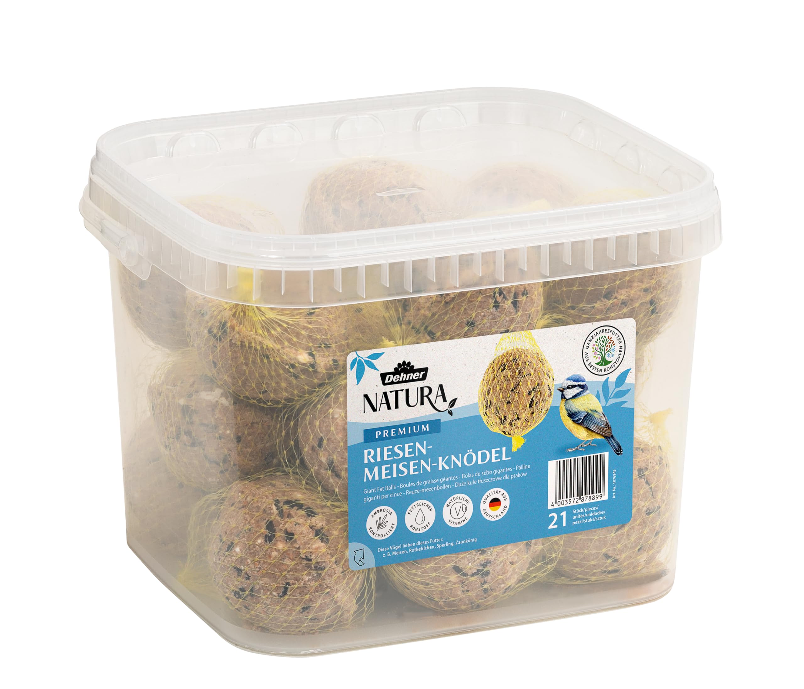Dehner Natura Wild Bird Food, Giant Fat Balls, Pack of 21 (5.3 kg)