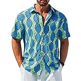 Runcati Mens Short Sleeve Shirts Button Down African Traditional Pattern Dashiki Shirt Casual Vintage Floral Hippie Tops