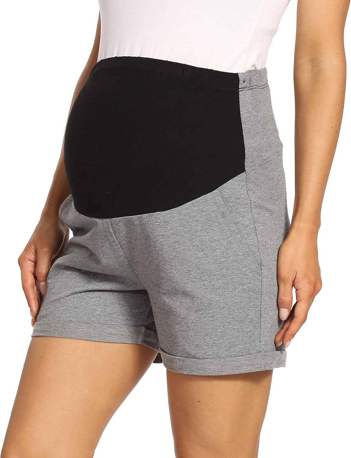 Foucome Women's Maternity Shorts Full Panel Workout Lounge Shorts Pregnancy Short Pants with Pockets: Clothing