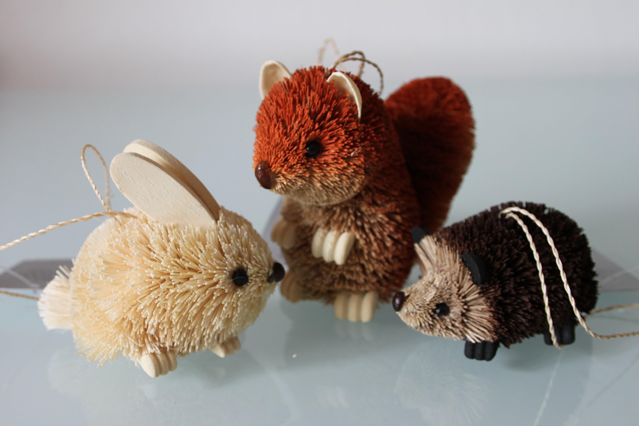 Woodland Animals cone cone/wood bristle Christmas Decoration set of 3 (Beige)